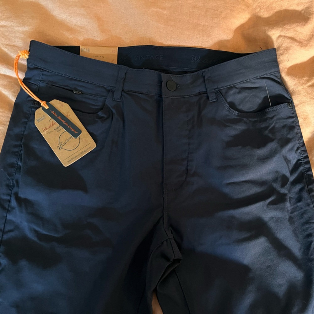 Weatherproof Men's Dark Blue Athletic Chinos